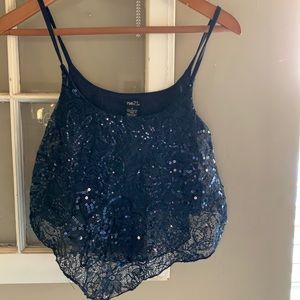 Navy lace crop top
